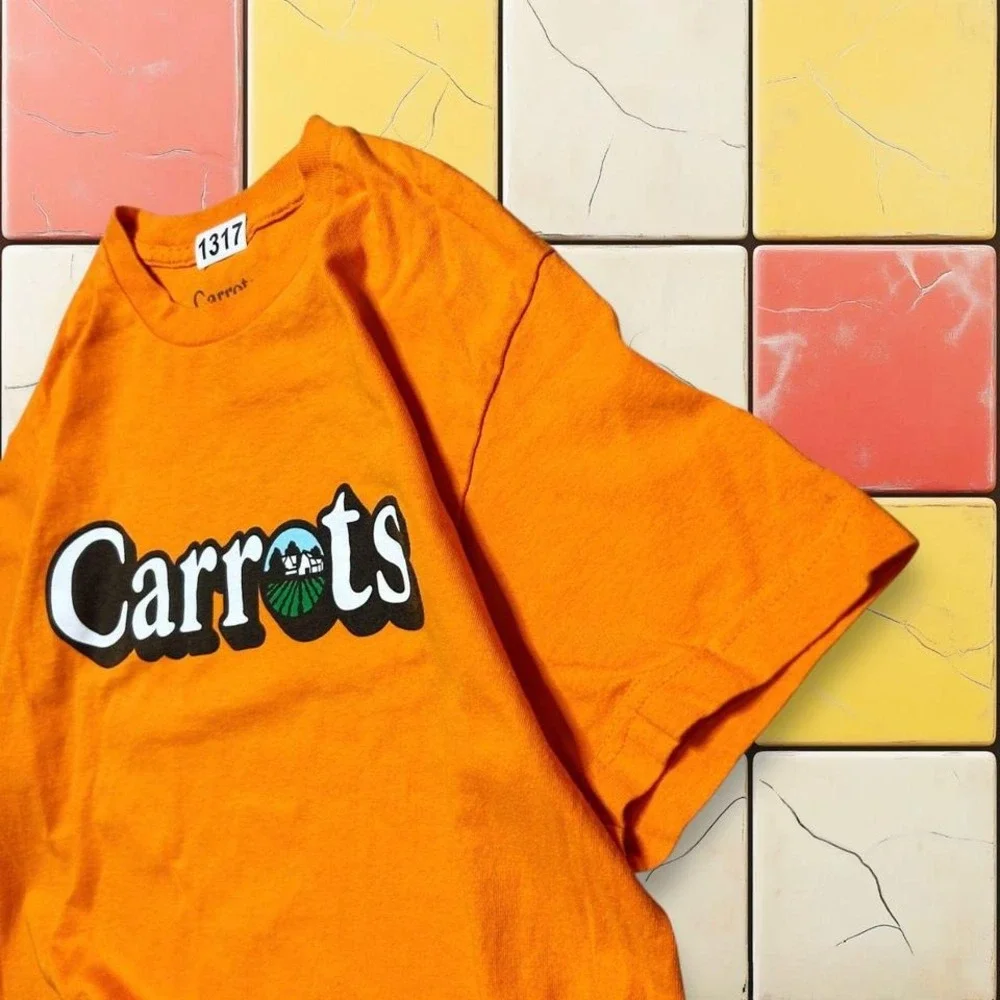 Y2K Carrots Orange Skater T Shirt Men Size M Cotton Short Sleeve Anwar‎ Street